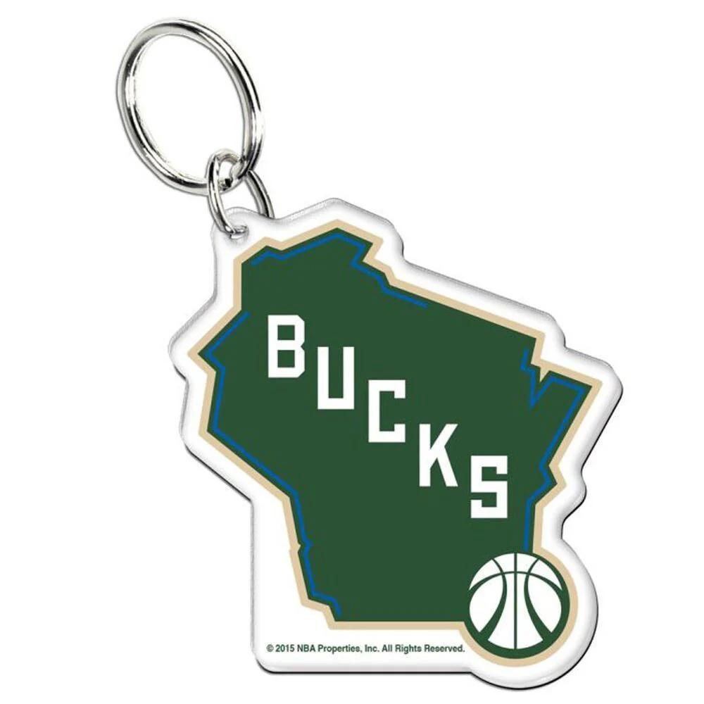 NBA Acrylic Logo Keyring - Milwaukee Bucks - Key Ring - Team Logo
