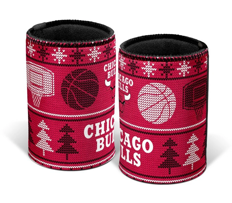 NBA Christmas Stubby Cooler  Chicago Bulls  Rubber Base  XMAS - Image 2