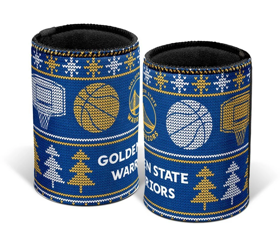 NBA Christmas Stubby Cooler  Golden State Warriors  Rubber Base  XMAS - Image 2