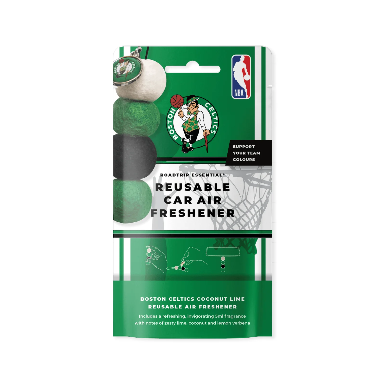 NBA Smelly Balls Set - Boston Celtics - Re-useable Car Air Freshener - Image 2