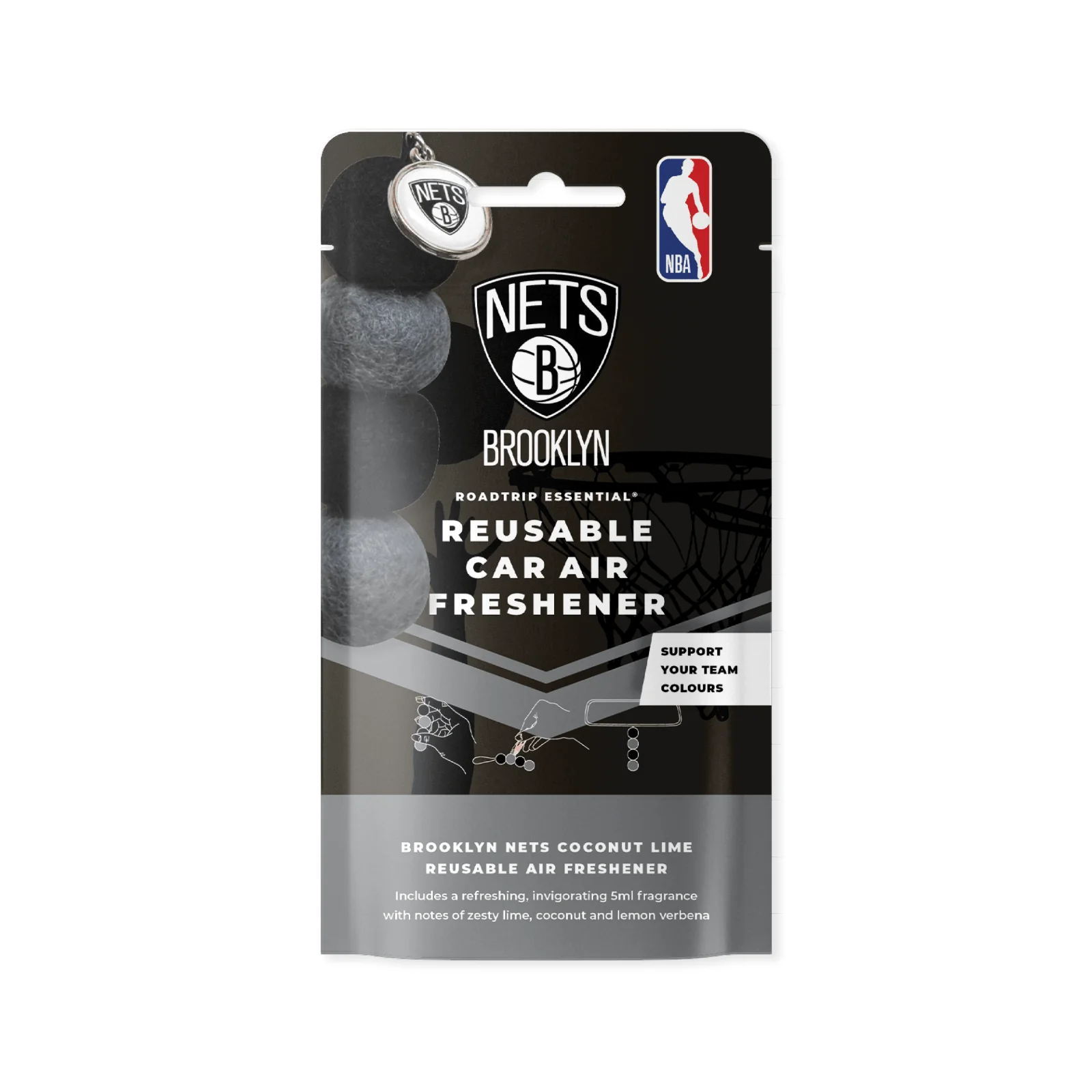 NBA Smelly Balls Set - Brooklyn Nets - Re-useable Car Air Freshener - Image 2