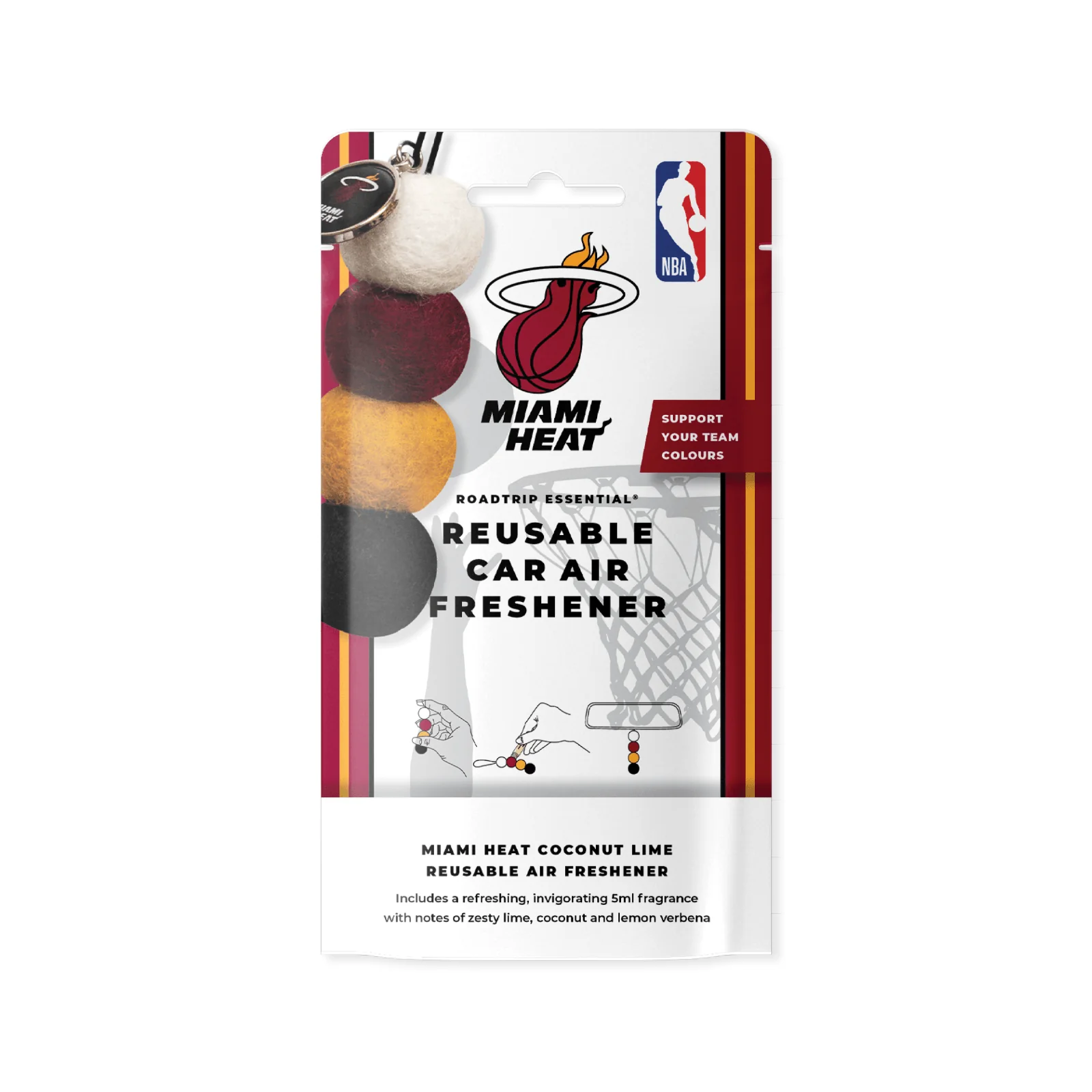 NBA Smelly Balls Set - Miami Heat - Re-useable Car Air Freshener - Image 2