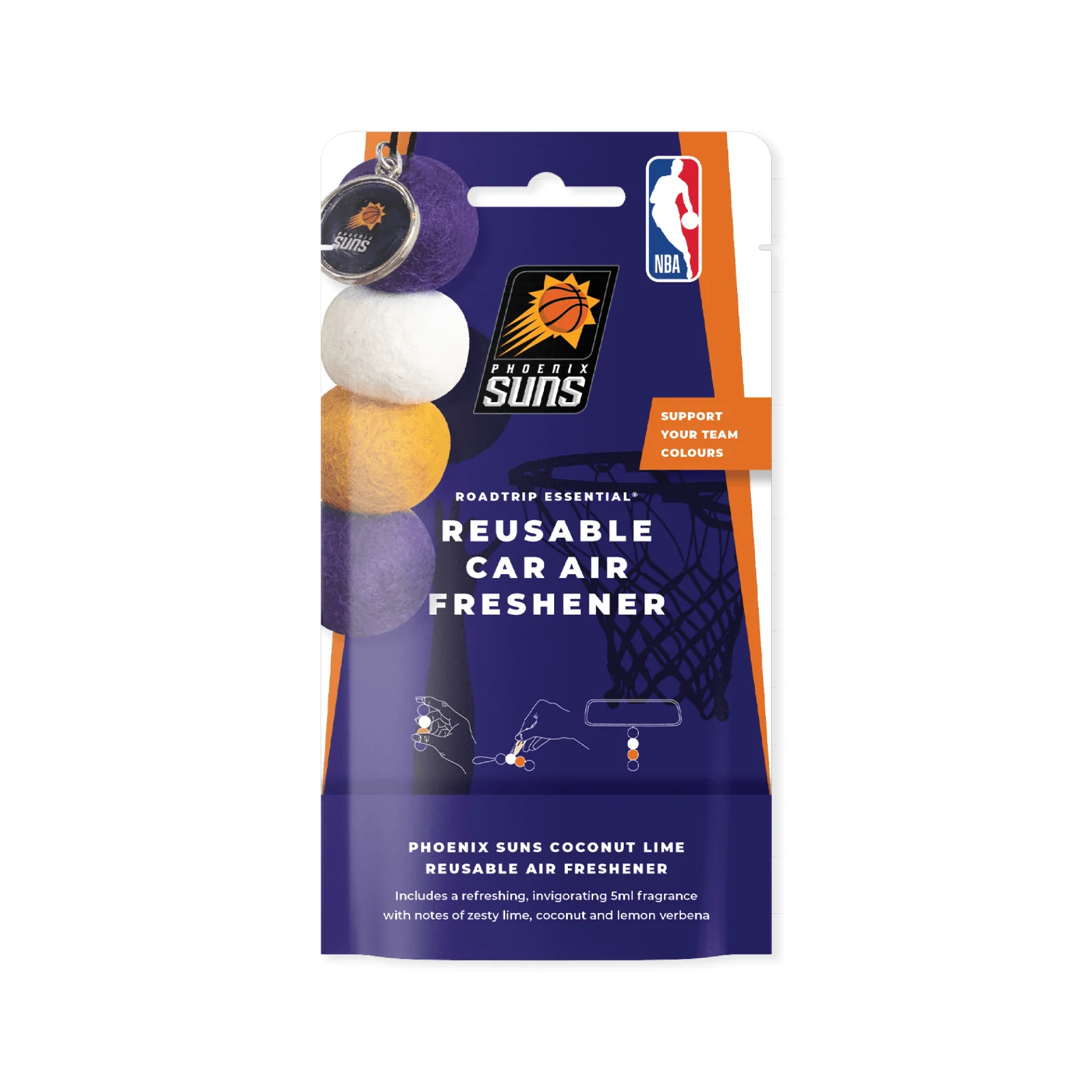 NBA Smelly Balls Set - Phoenix Suns - Re-useable Car Air Freshener - Image 2