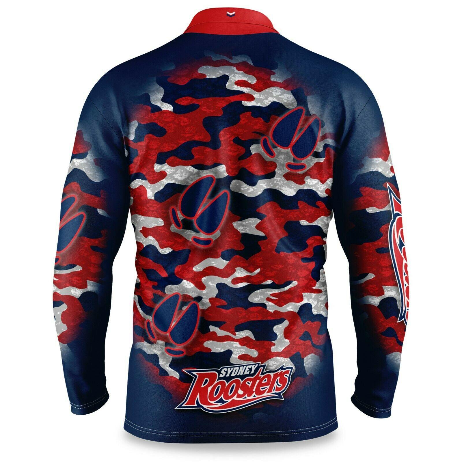 NRL 2021 Long Sleeve Outback Polo Tee Shirt - Sydney Roosters - Adult - Image 3