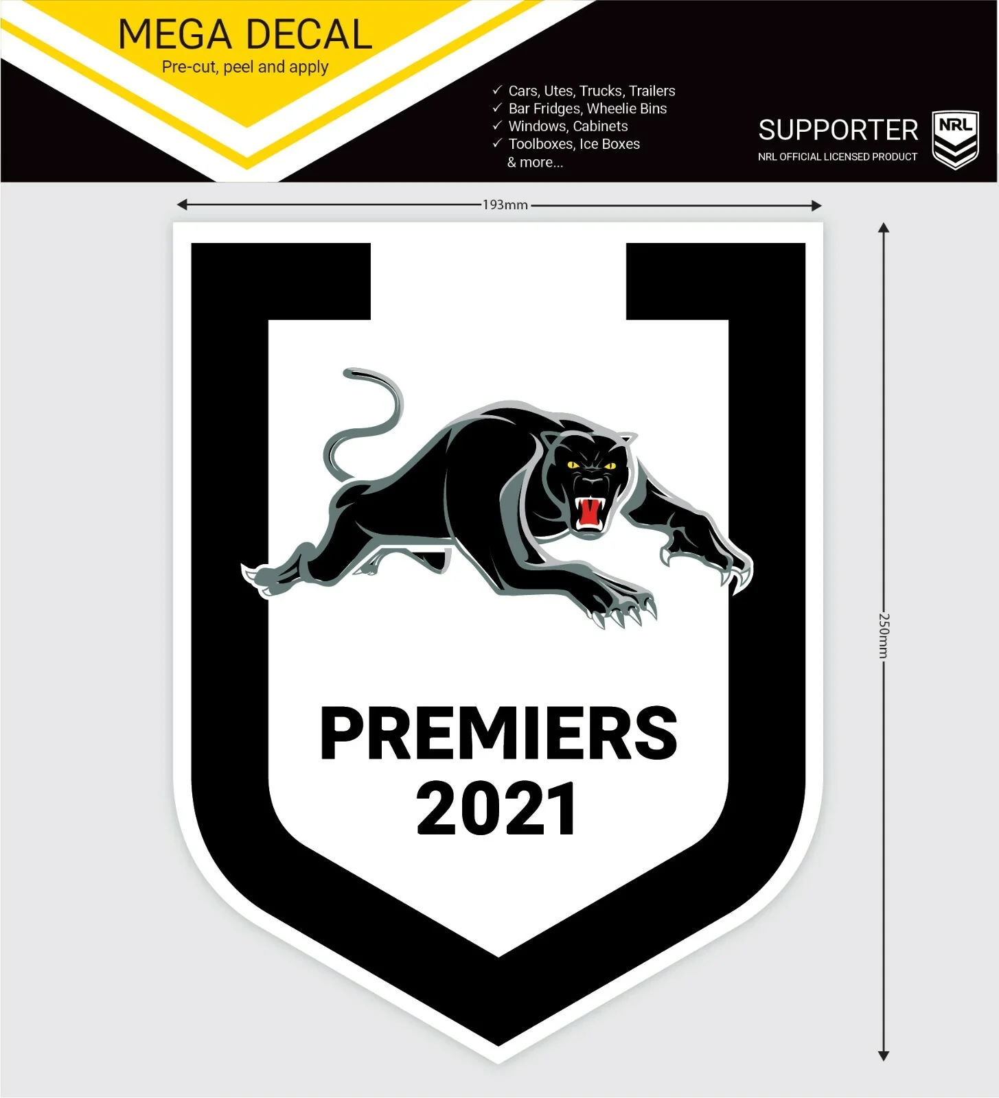 NRL 2021 Premiers Mega Decal - Penrith Panthers - 250mm - Grand Final - Image 2