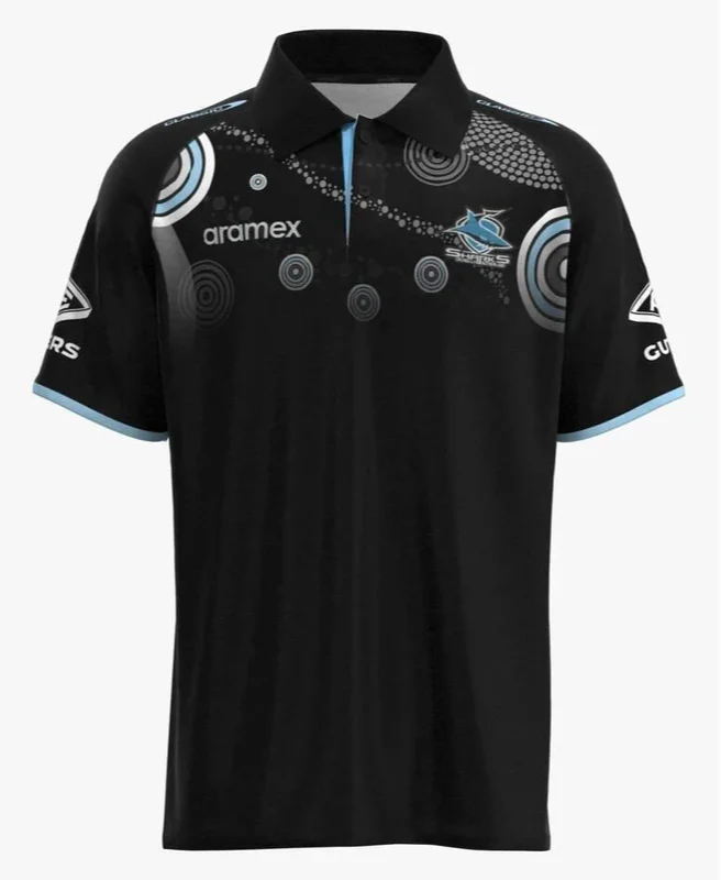 NRL 2023 Indigenous Media Polo  Cronulla Sharks  MENS SIZE MEDIUM - Image 2