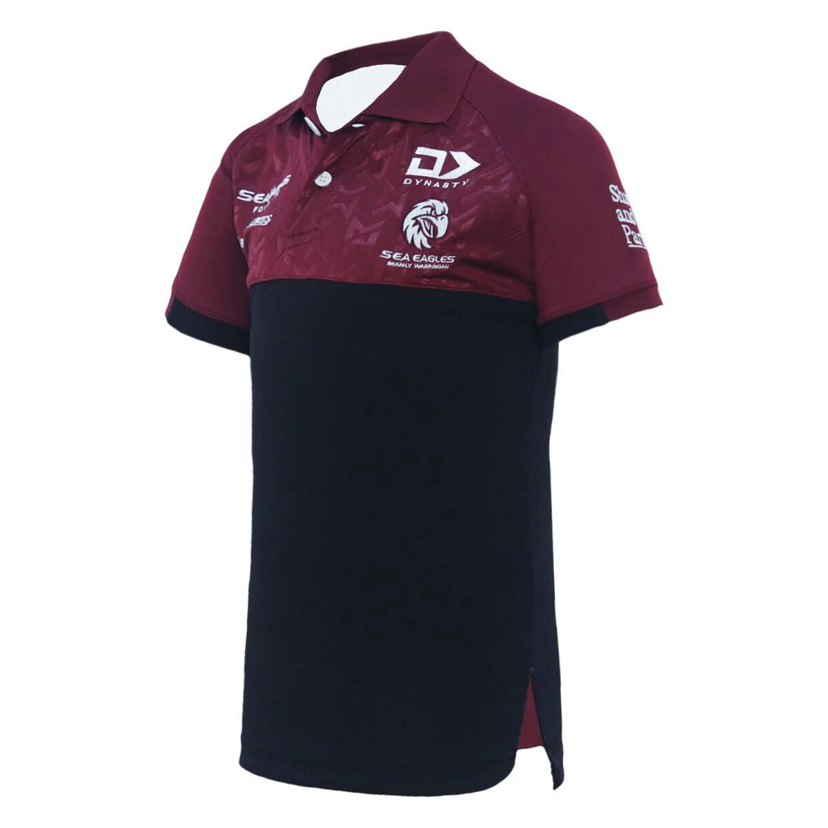 NRL 2024 ALT Media Polo - Manly Sea Eagles - Black - Youth - Junior - Image 2