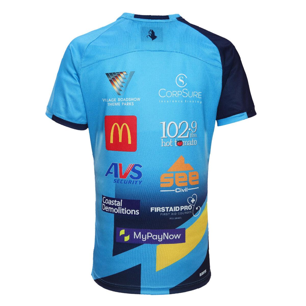 NRL 2024 Captains Run Tee - Gold Coast Titans - Cyan - Adult - Mens - Image 2
