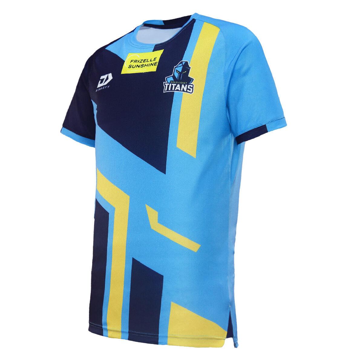 NRL 2024 Captains Run Tee - Gold Coast Titans - Cyan - Adult - Mens - Image 3