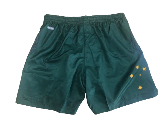 NRL 2024 Gym Shorts - Australian Kangaroos - Green - MENS - CLASSIC - Image 3