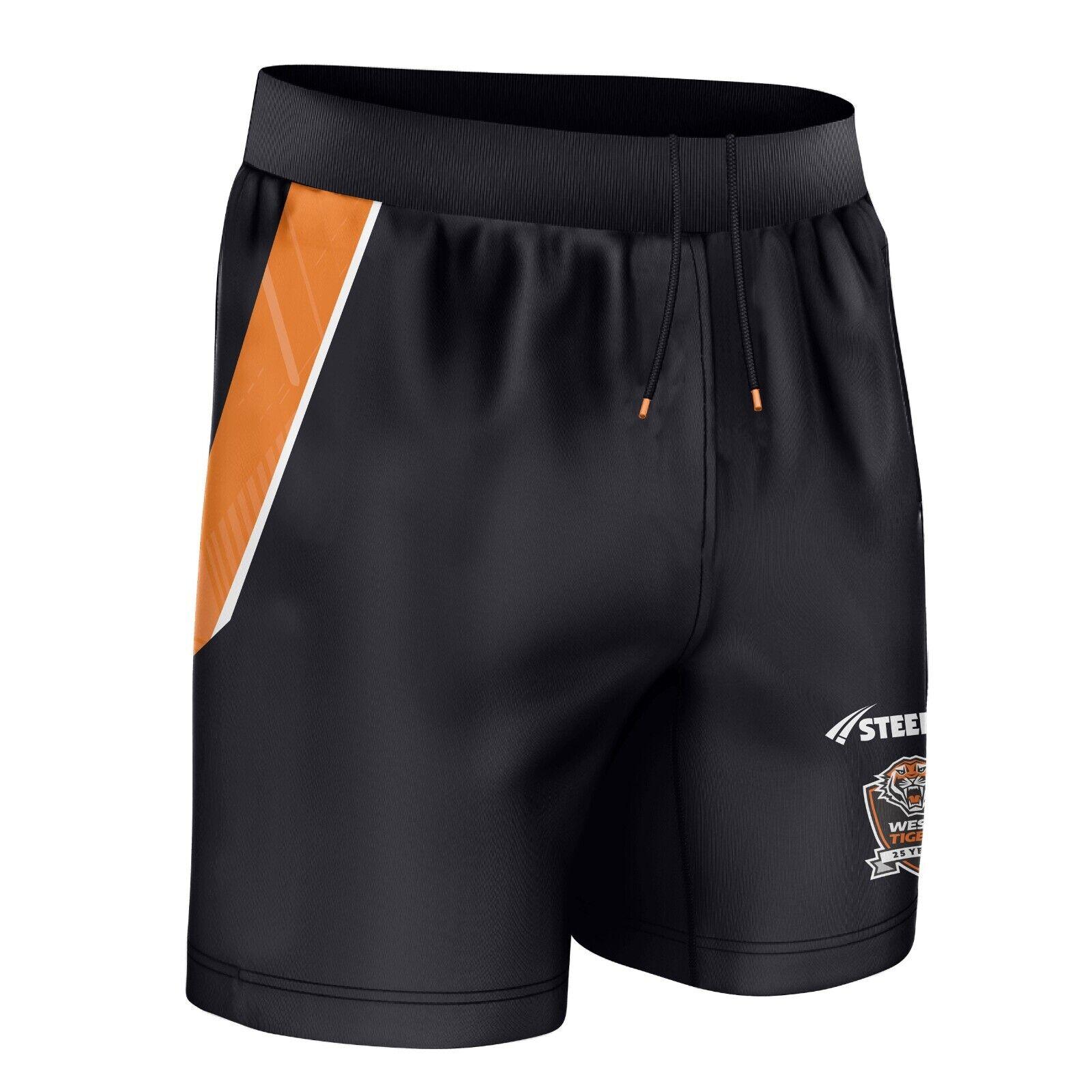 NRL 2024 Gym Shorts - West Tigers - Black - Adult - Mens - Image 2