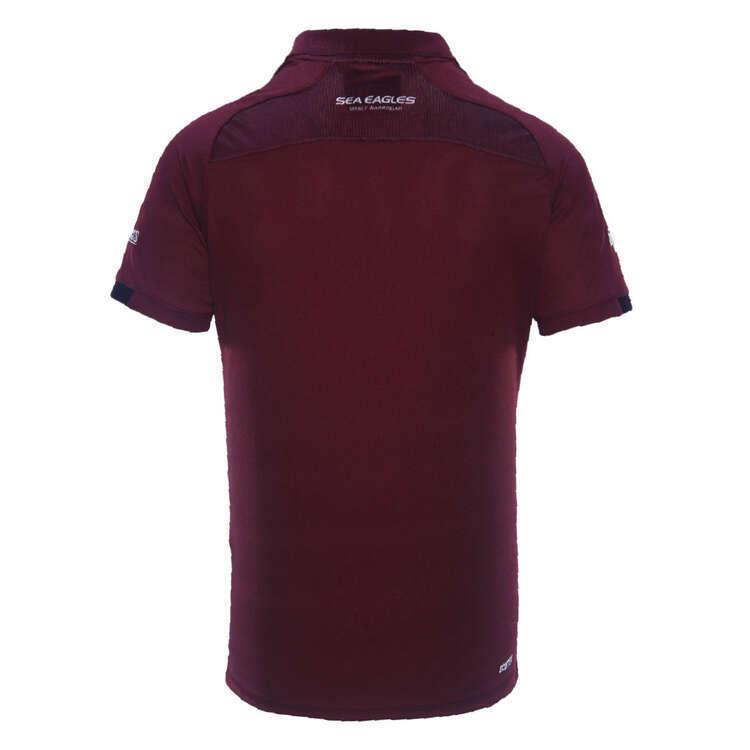 NRL 2024 Media Polo - Manly Sea Eagles - Maroon - Adult - Mens - Image 2