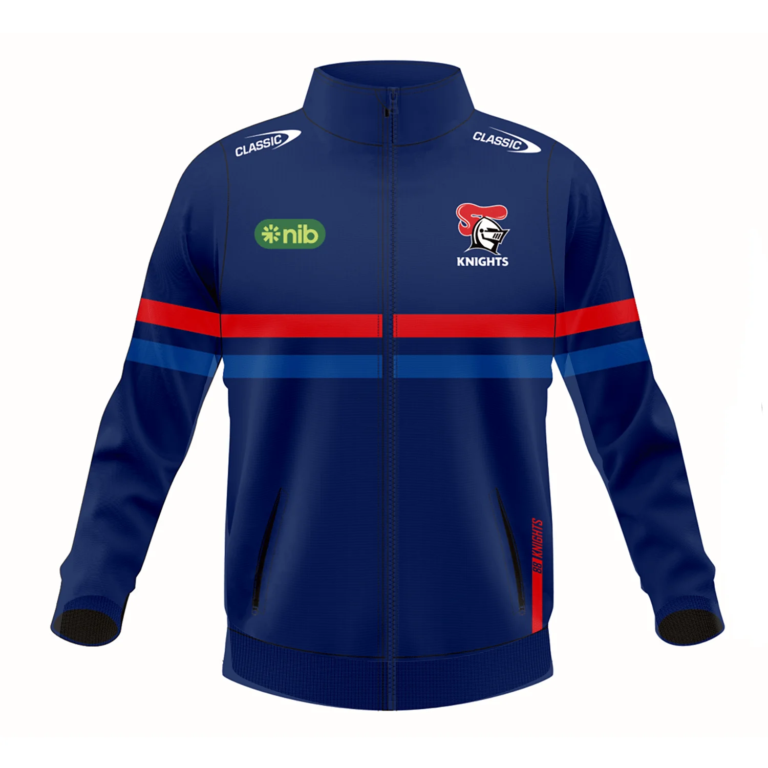 NRL 2024 Track Jacket - Newcastle Knights - Navy - Adult - Image 2