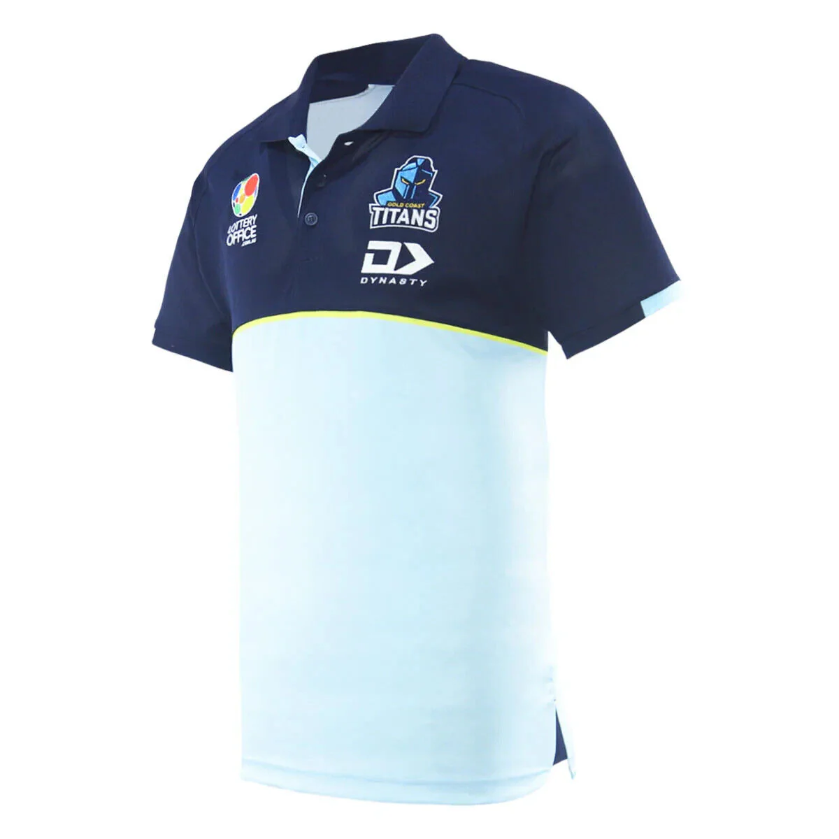 NRL 2025 Alt Media Polo Shirt - Gold Coast Titans - Light Blue - Youth - Kids - Image 3