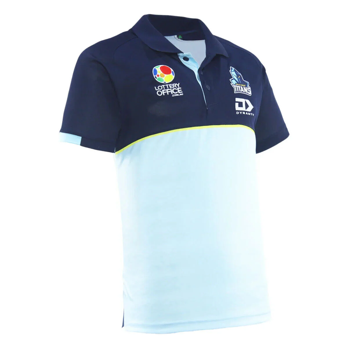 NRL 2025 Alt Media Polo Shirt - Gold Coast Titans - Light Blue - Youth - Kids - Image 4
