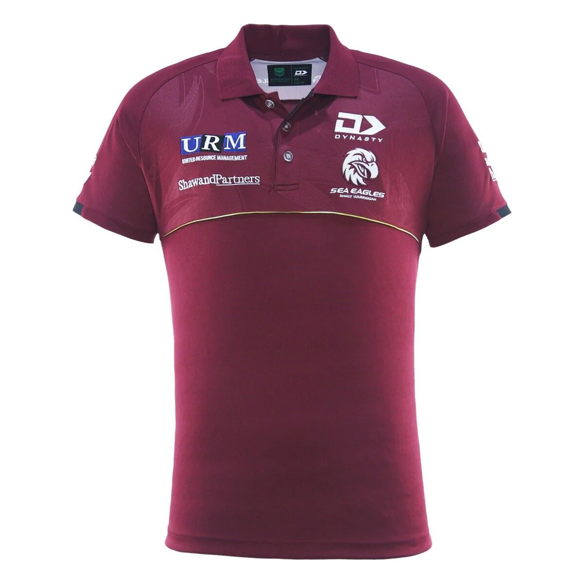 NRL 2025 Alt Media Polo Shirt - Manly Sea Eagles - Maroon - Adult - Mens