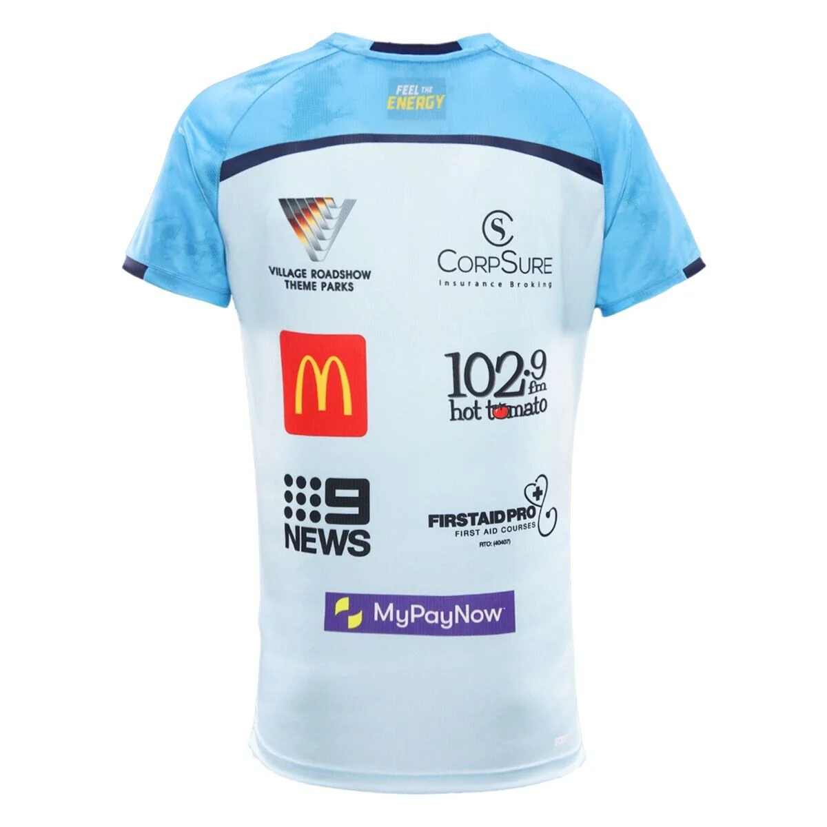 NRL 2025 Alt Training Tee Shirt - Gold Coast Titans - Light Blue - Adult - Mens - Image 4