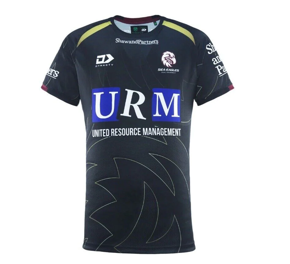 NRL 2025 Alt Training Tee Shirt - Manly Sea Eagles - Black - Adult - Mens