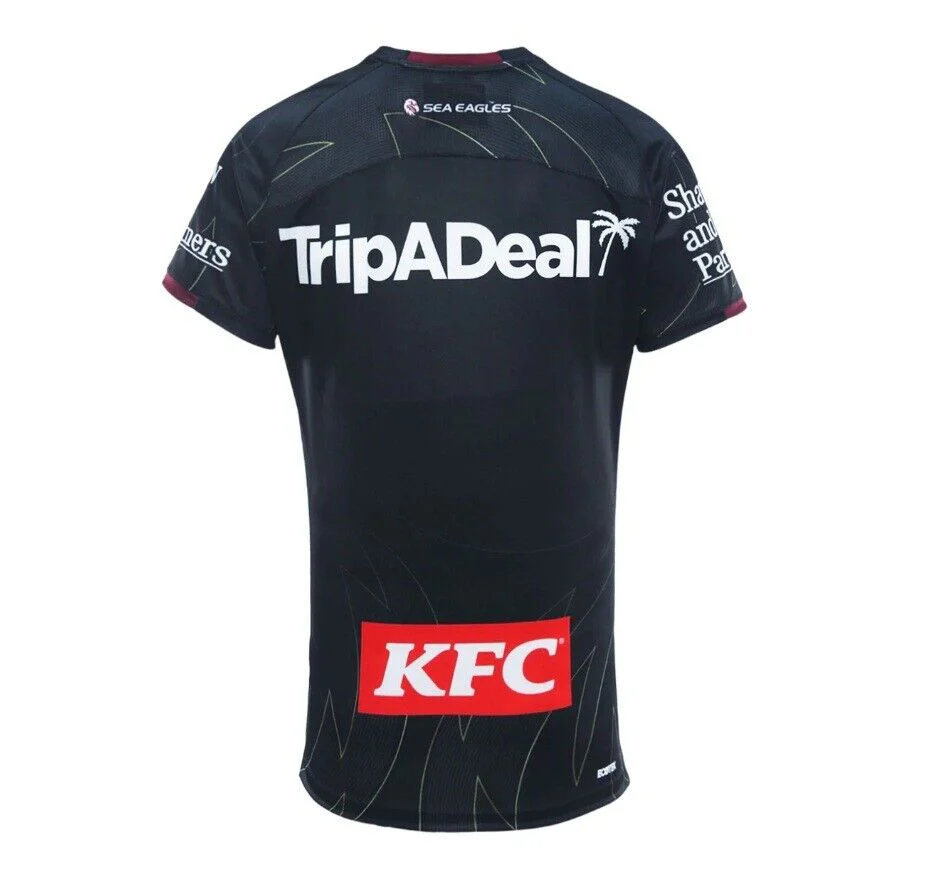 NRL 2025 Alt Training Tee Shirt - Manly Sea Eagles - Black - Adult - Mens - Image 2