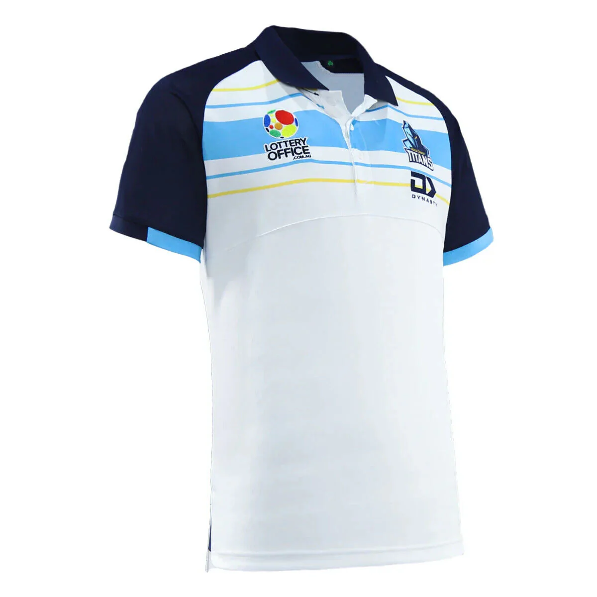 NRL 2025 Heritage Polo Shirt - Gold Coast Titans - White - Adult - Mens - Image 3