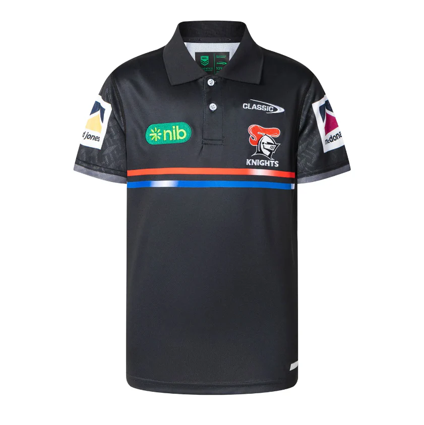 NRL 2025 Media Polo Shirt - Newcastle Knights - Kids - YOUTH - CLASSIC