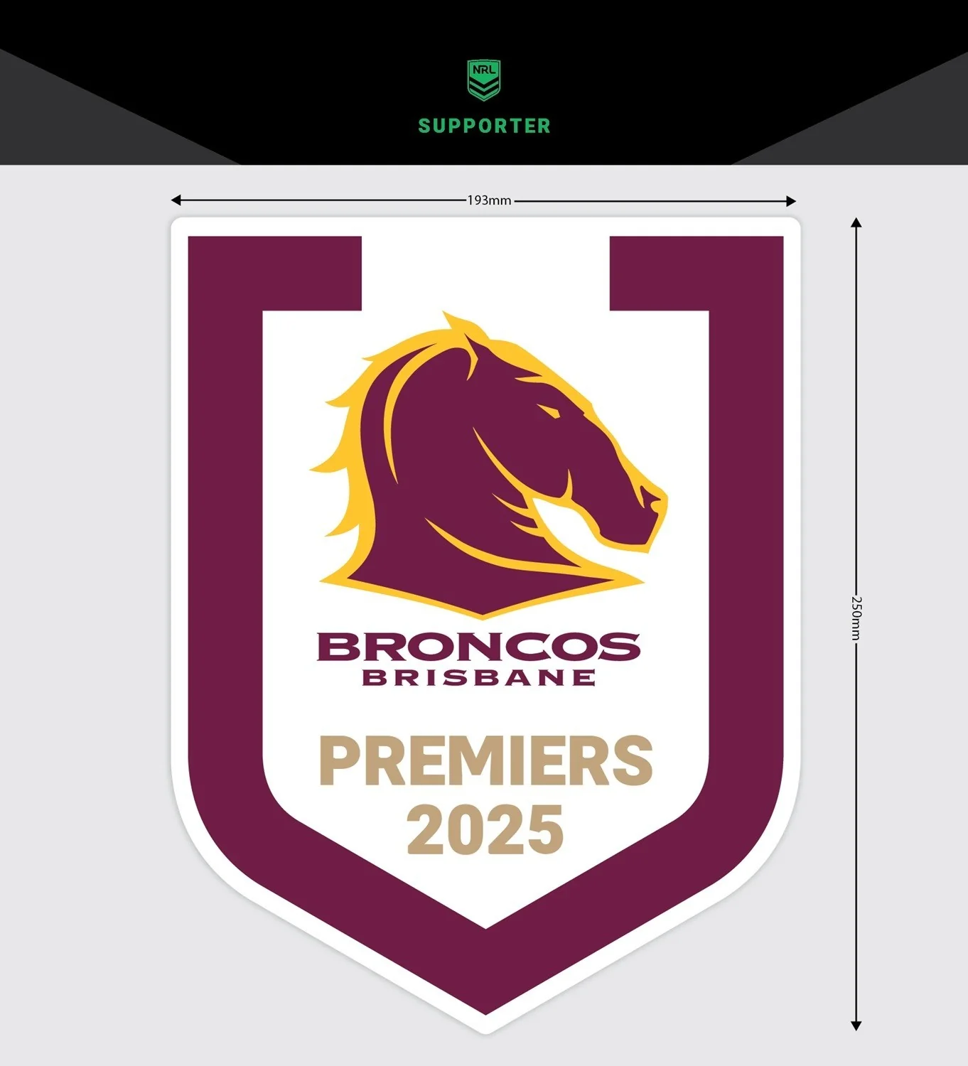 NRL 2025 PREMIERS MEGA DECAL - BRISBANE BRONCOS - PRE-ORDER - DUE OCT 2025 - Image 2