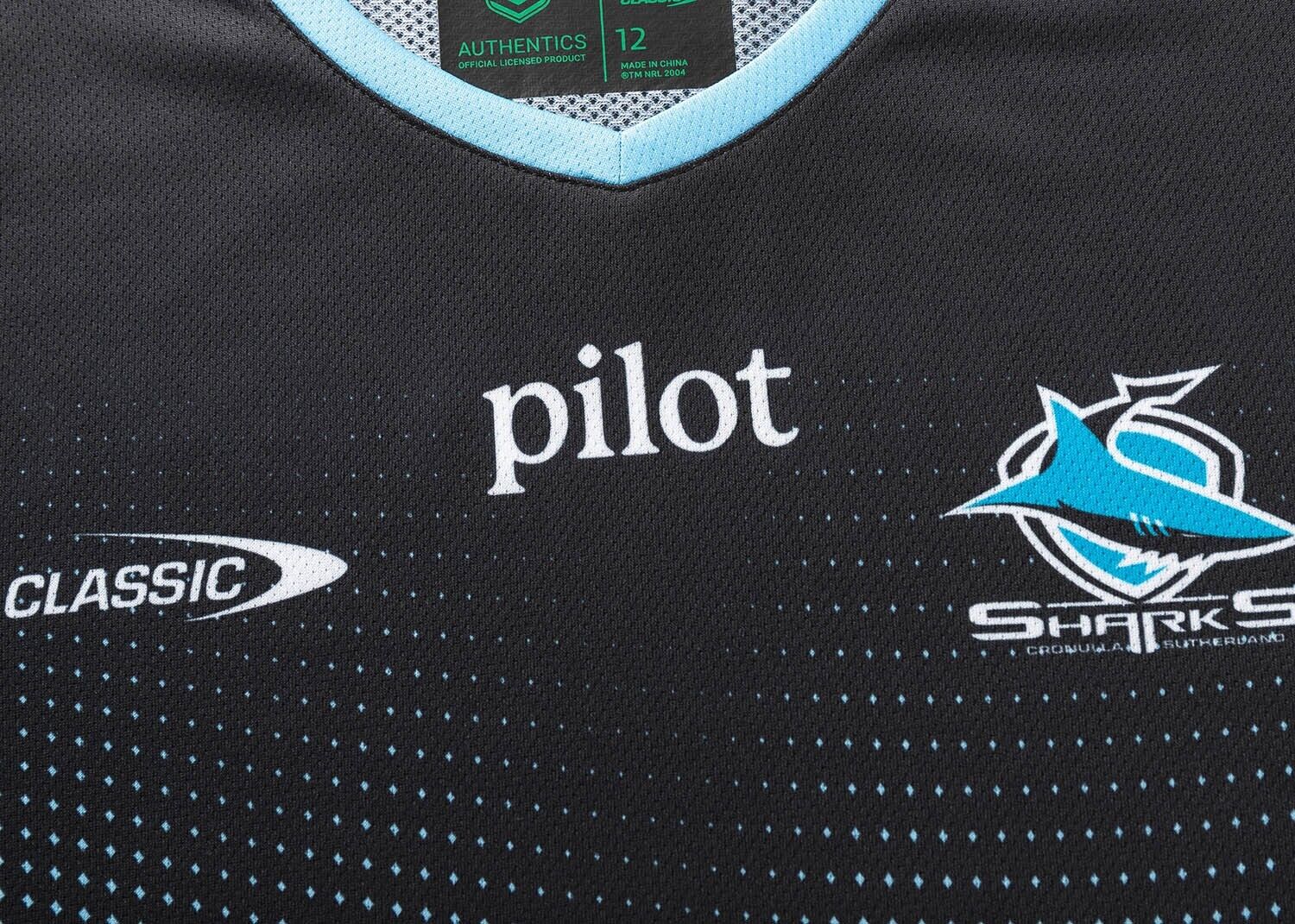 NRL 2025 Training Tee Shirt - Cronulla Sharks - Black - Youth - Kids - Image 4