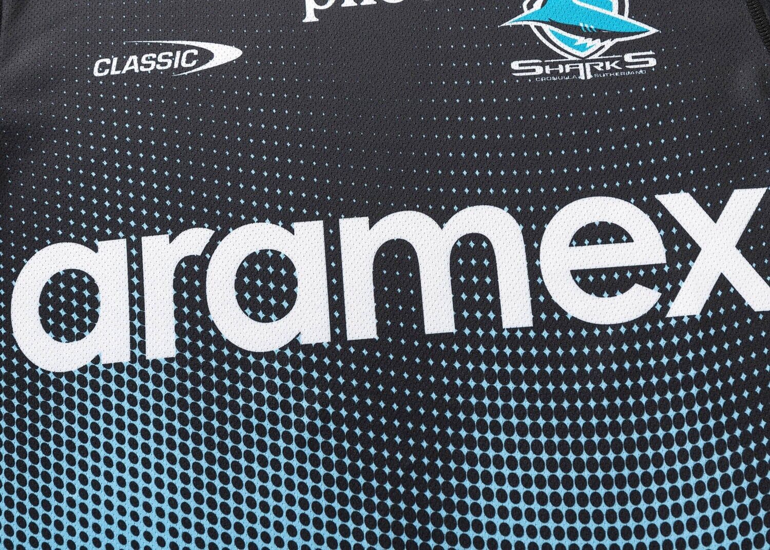 NRL 2025 Training Tee Shirt - Cronulla Sharks - Black - Youth - Kids - Image 5