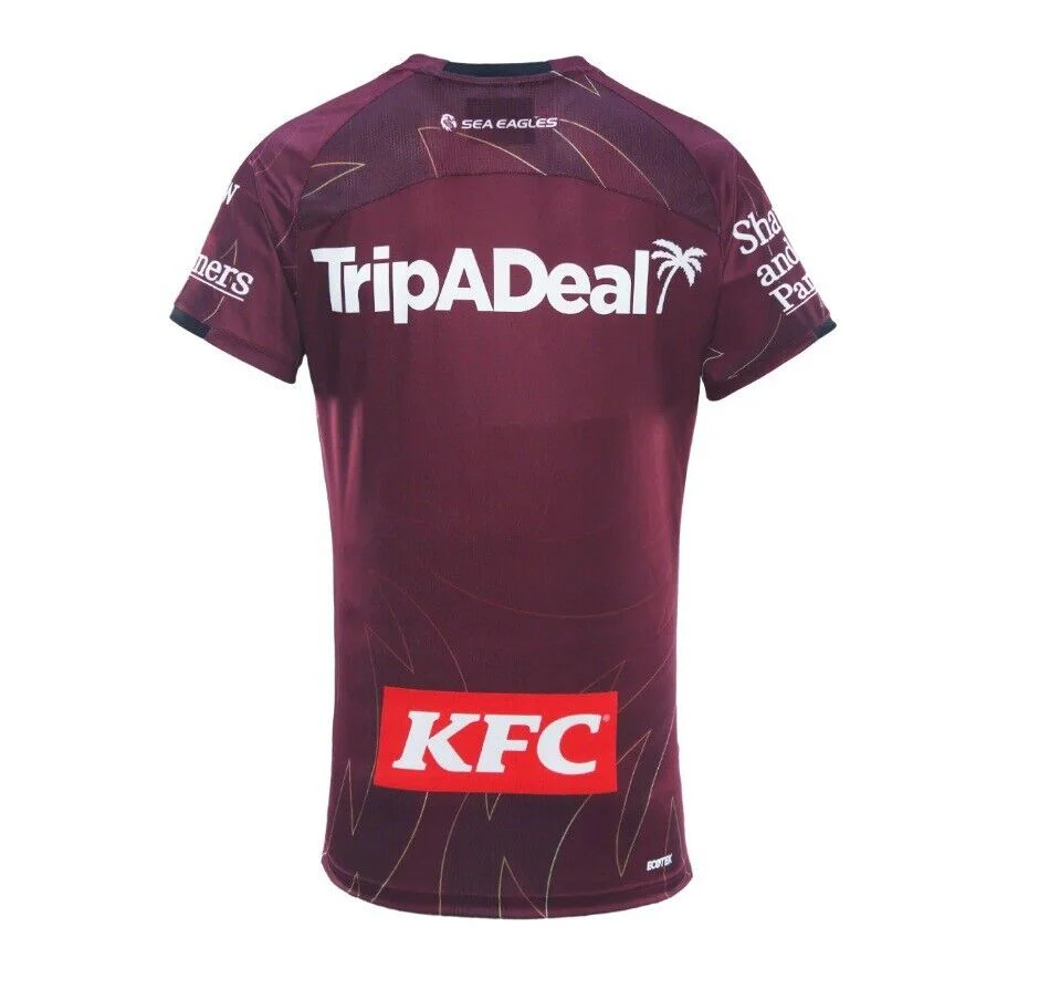 NRL 2025 Training Tee Shirt - Manly Sea Eagles - Maroon - Adult - Mens - Image 2