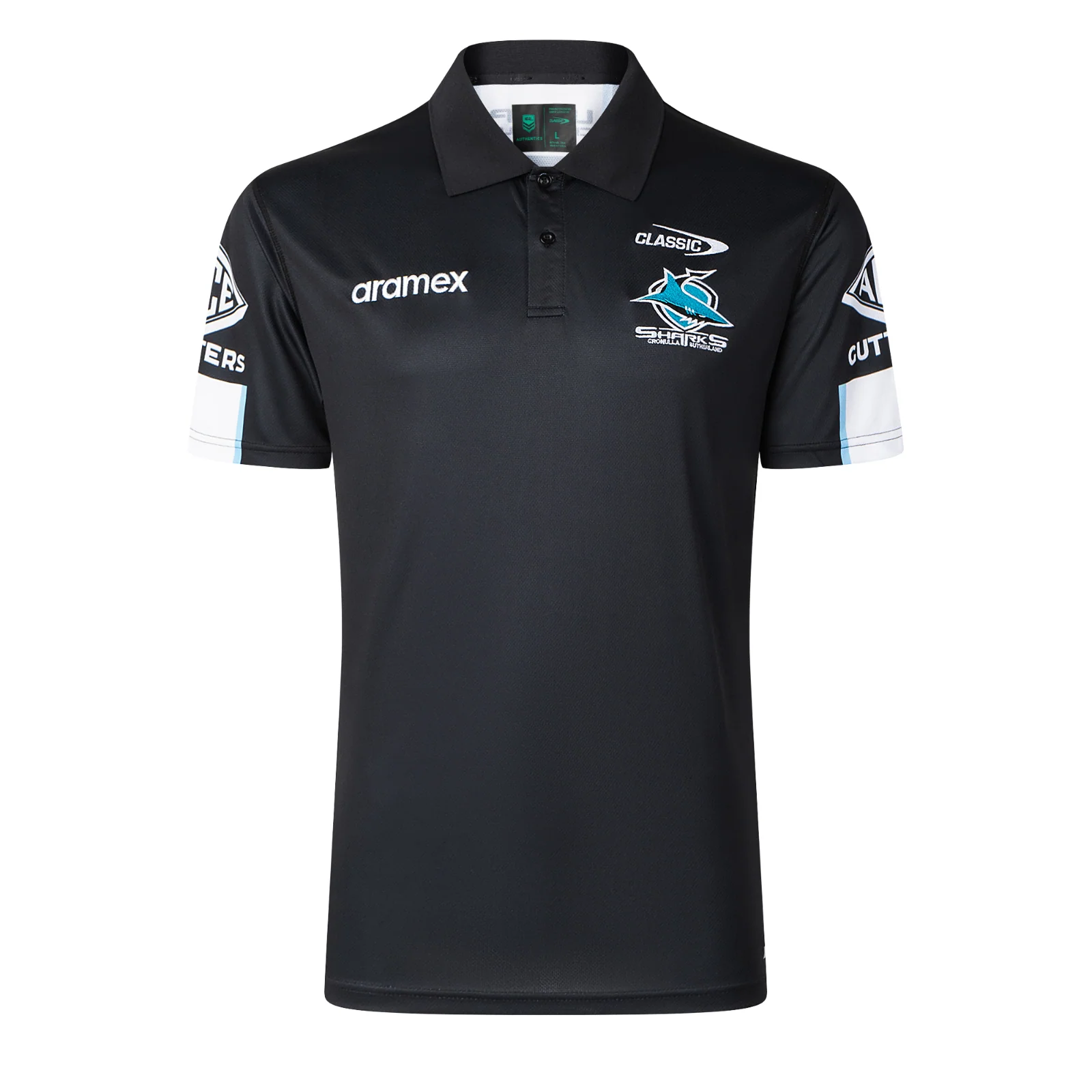 NRL 2026 Media Polo - Cronulla Sharks - Black - Adult - Mens