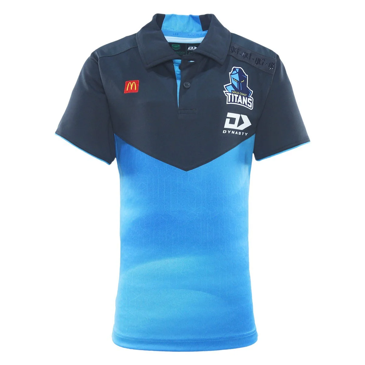 NRL 2026 Media Polo  Gold Coast Titans  Youth  Kids  Shirt  Cyan