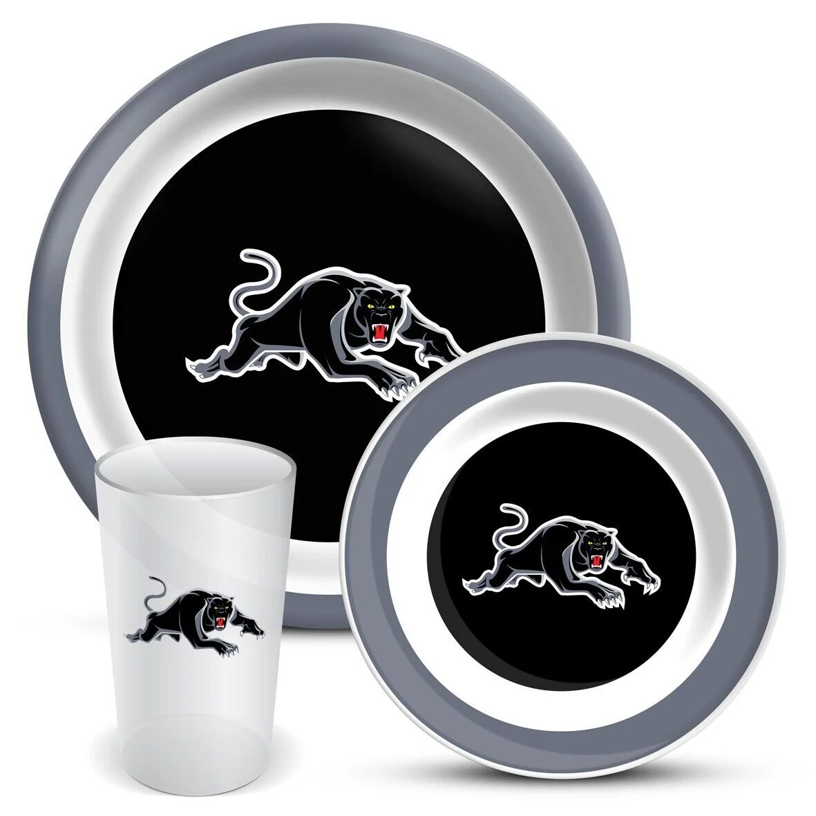 NRL 3 Piece Dinner Set - Penrith Panthers - Melamine Plate, Bowl, Cup - Image 2