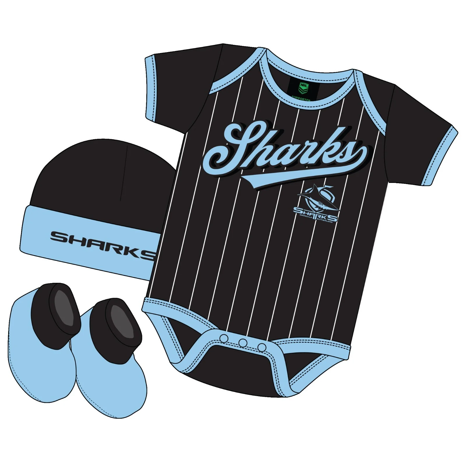 NRL 3 Piece 'Lullaby' Set - Cronulla Sharks - Infant - Baby