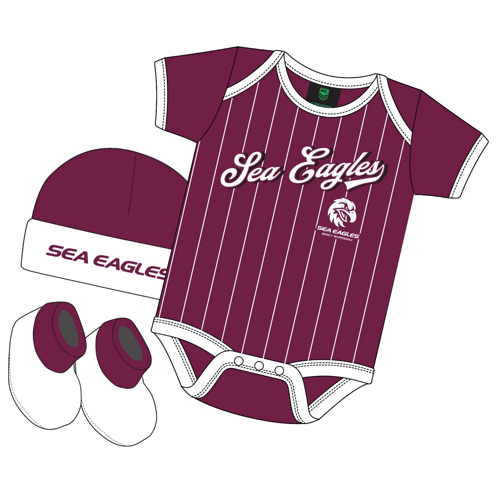 NRL 3 Piece 'Lullaby' Set - Manly Sea Eagles - Infant - Baby