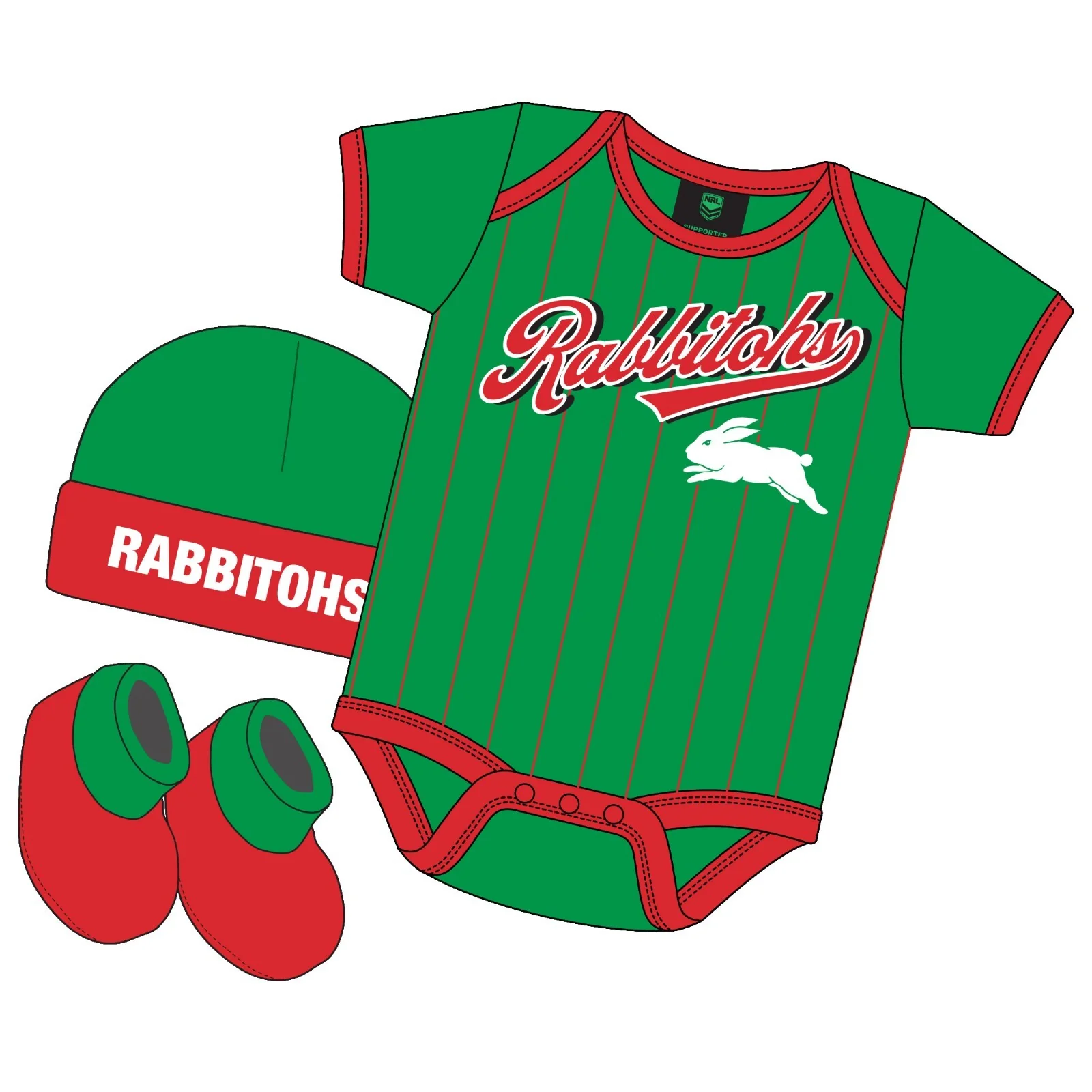 NRL 3 Piece 'Lullaby' Set - South Sydney Rabbitohs - Infant - Baby