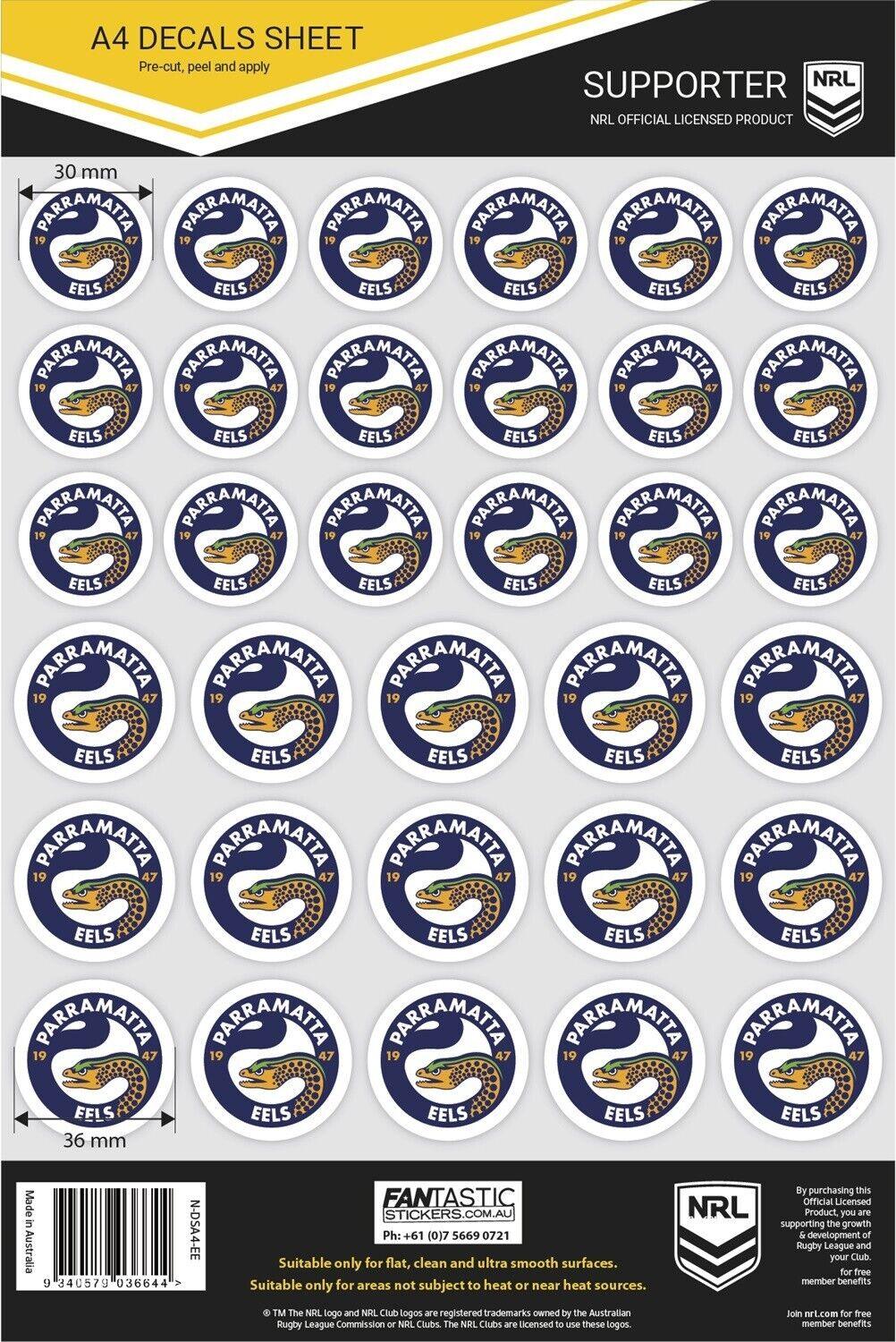 NRL A4 Decal Sheet - Parramatta Eels - Sticker - Image 2