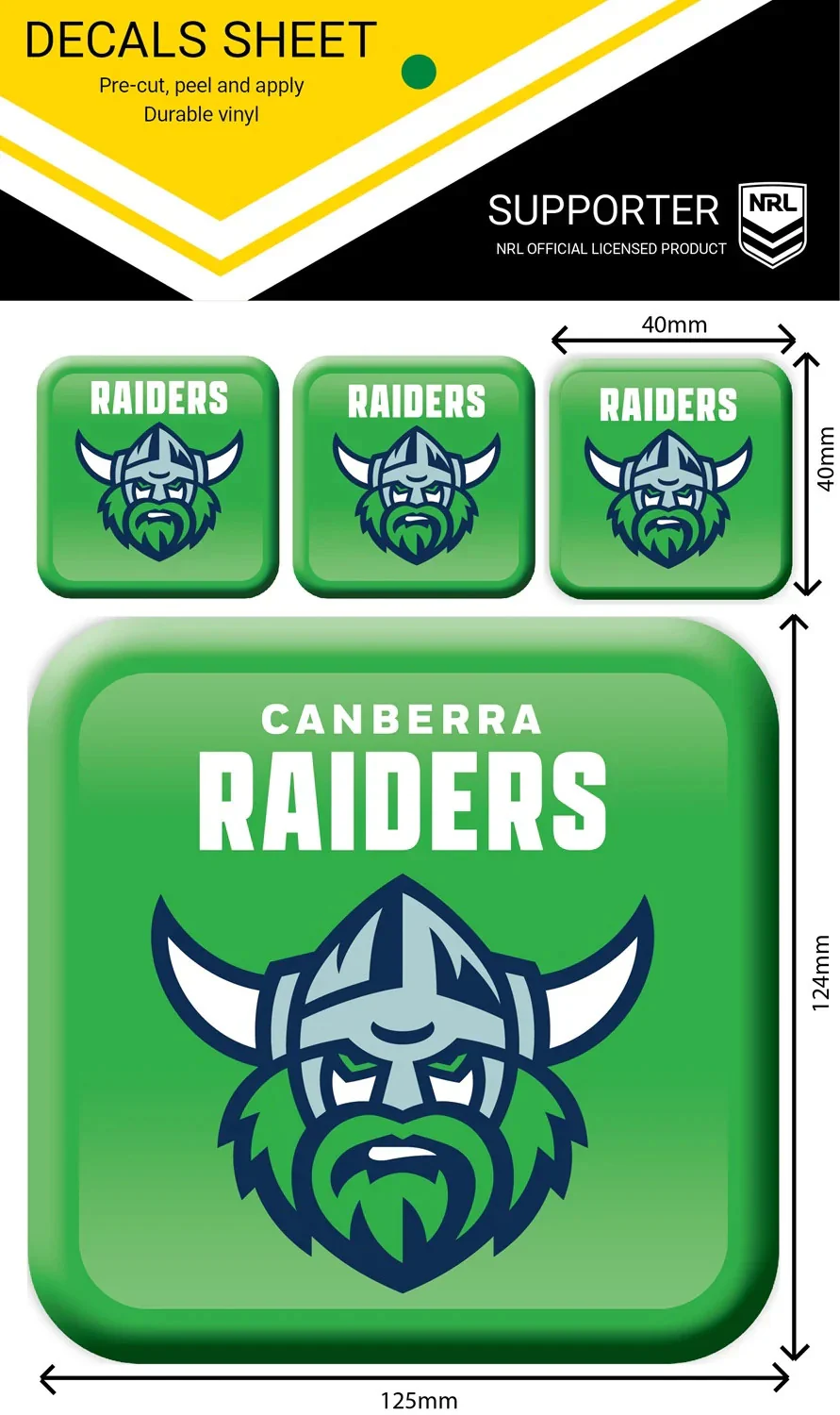 NRL App Stricker Decal Set - Canberra Raiders - 13x13CM Large 4x4CM Small - Image 2