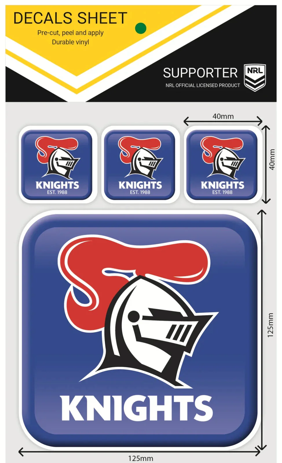 NRL App Stricker Decal Set - Newcastle Knights - 13x13CM Large 4x4CM Small - Image 2