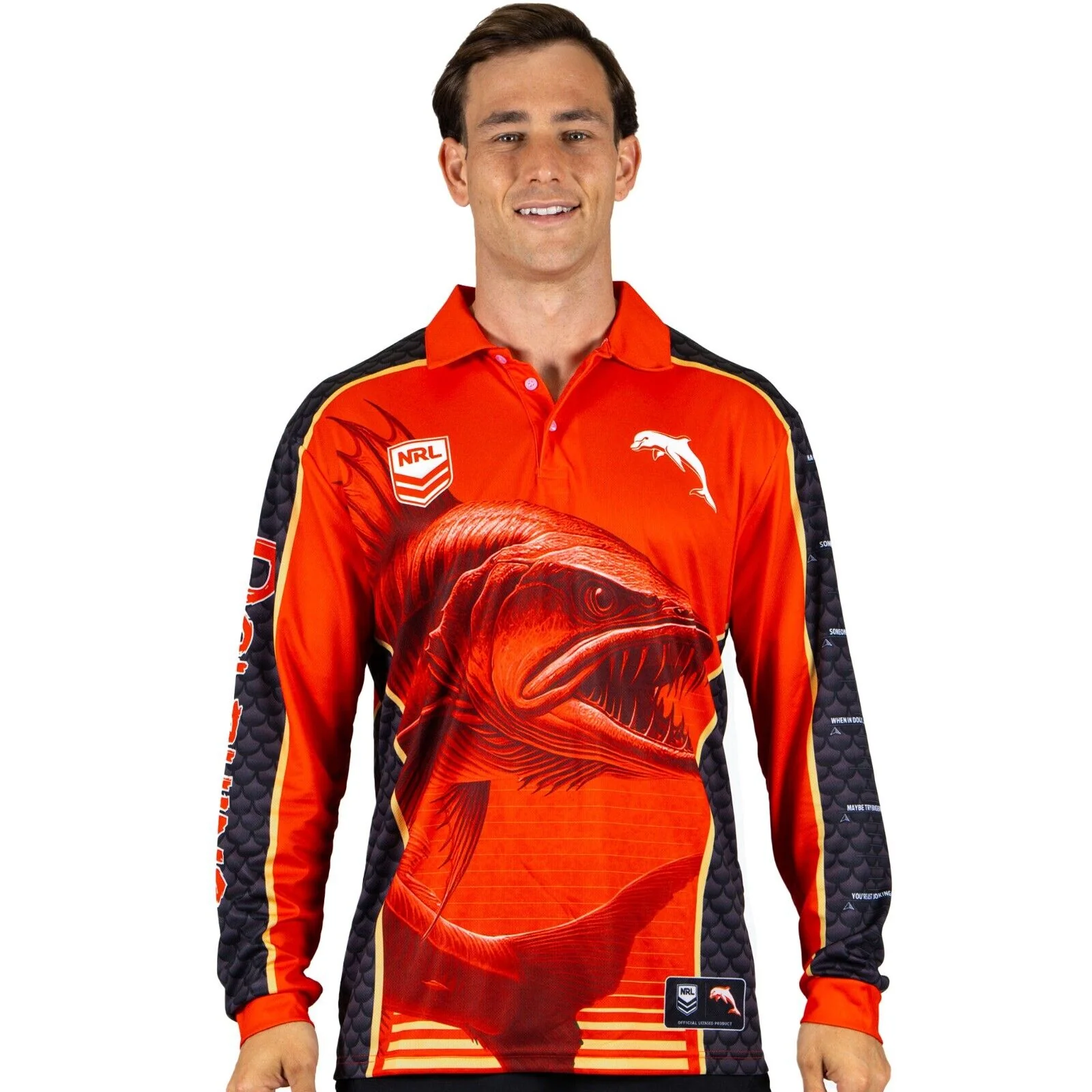 NRL 'Barracuda' Fishing Shirt - Dolphins - Adult - Mens - Polo