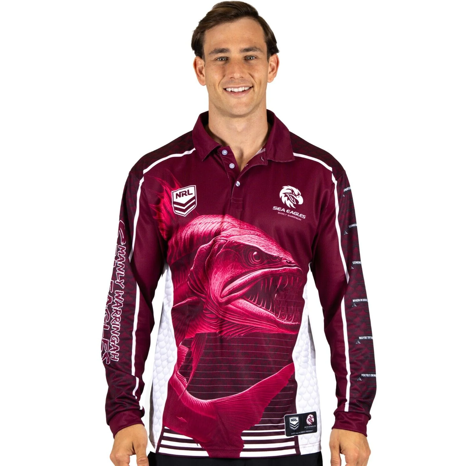 NRL 'Barracuda' Fishing Shirt - Manly Sea Eagles - Adult - Men - Polo