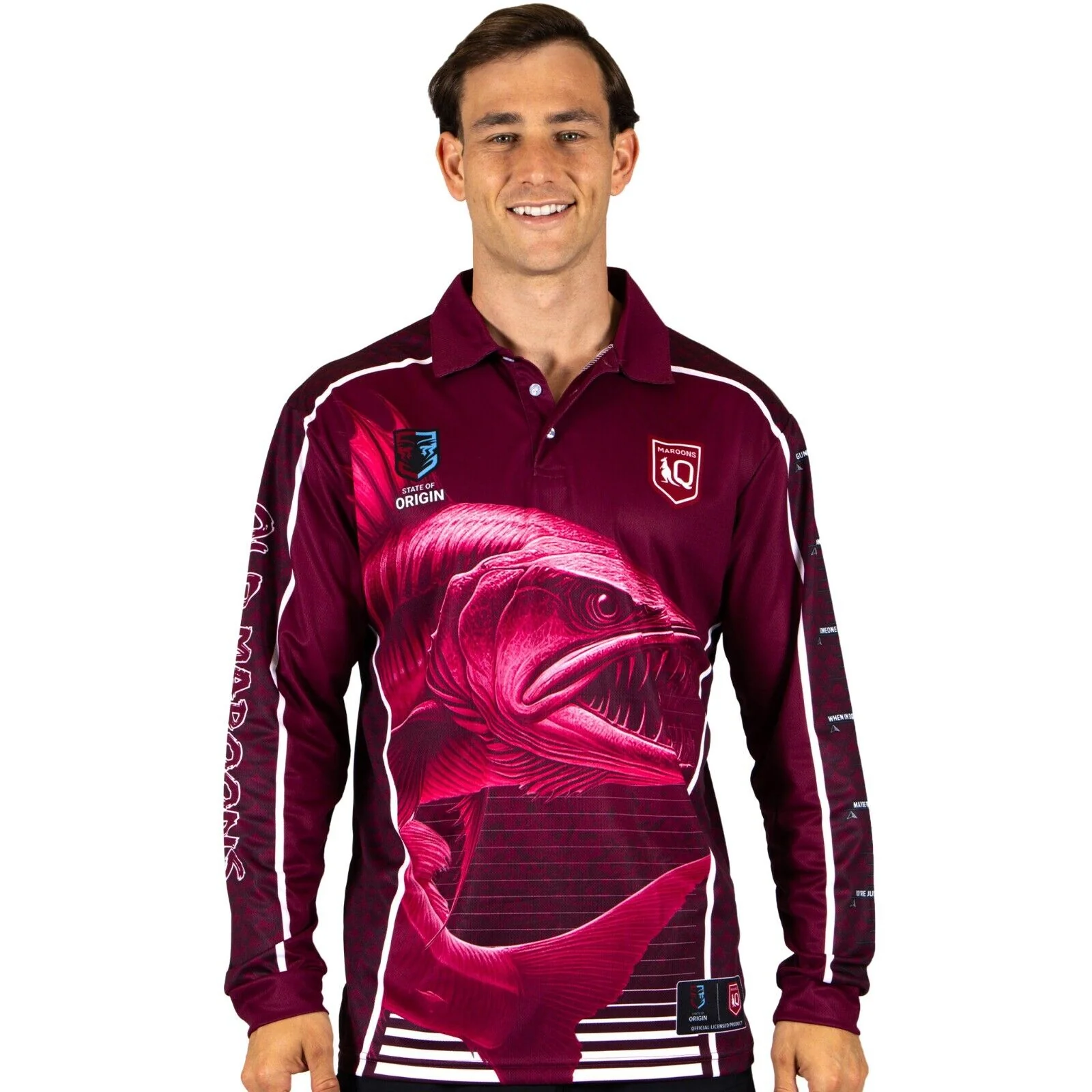 NRL 'Barracuda' Fishing Shirt - QLD - Adult - Men - Polo