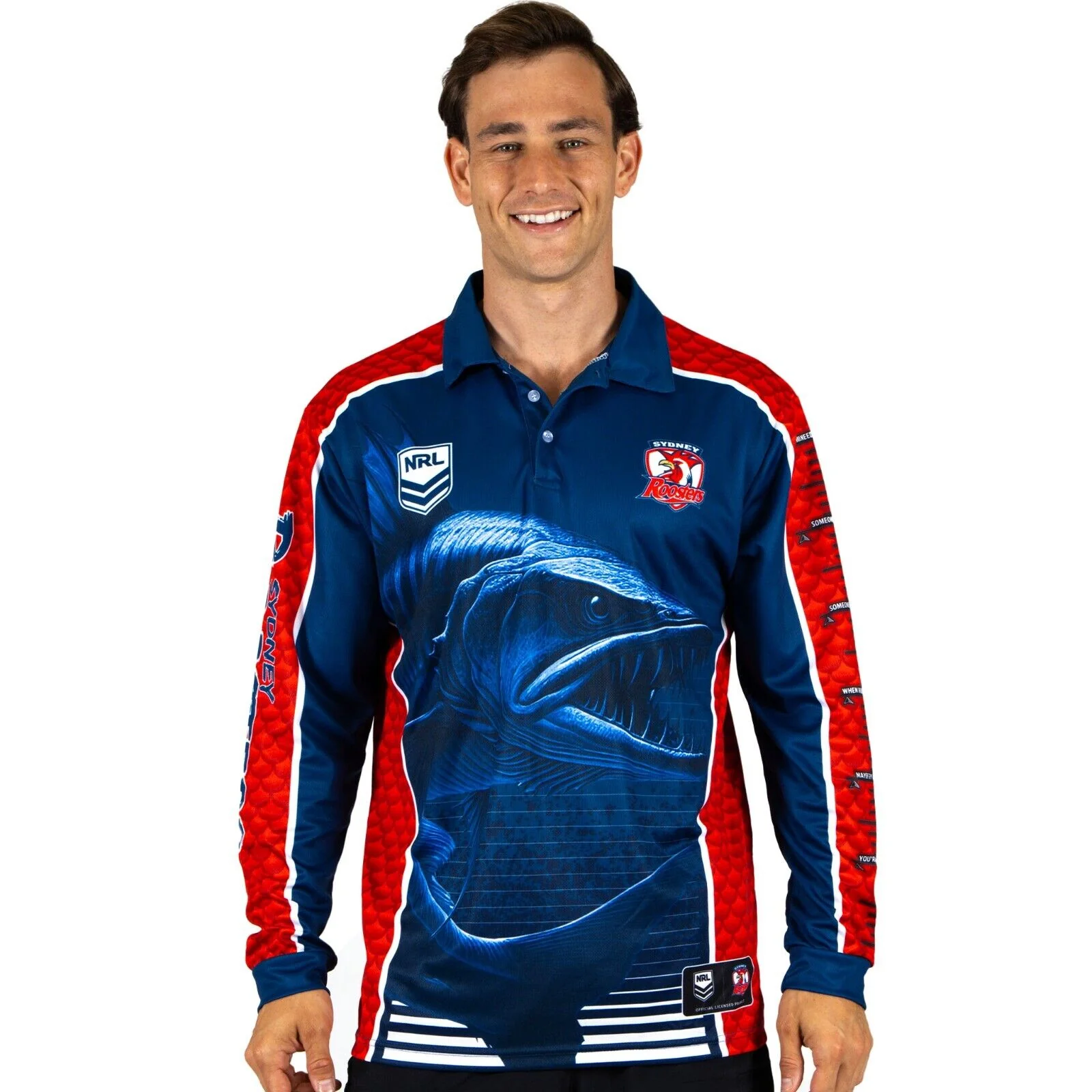 NRL 'Barracuda' Fishing Shirt - Sydney Roosters - Youth - Polo
