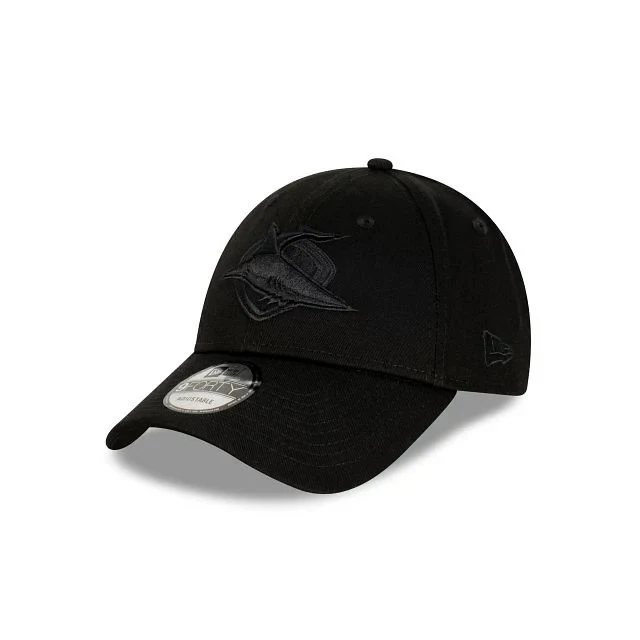 NRL Black on Black Cap - Cronulla Sharks - Adult - Unisex - 9FORTY - Hat