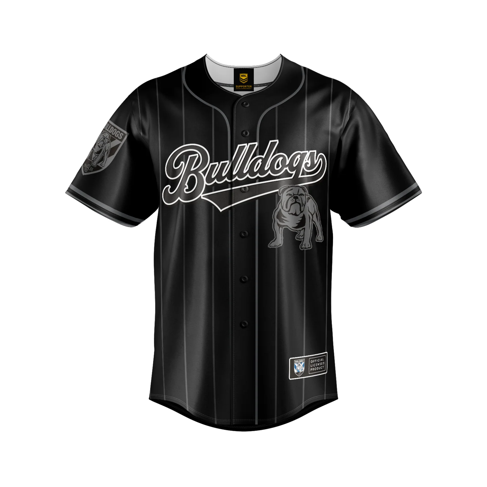 NRL Blackout Baseball Shirt - Canterbury Bulldogs - Adult - Mens - Polo