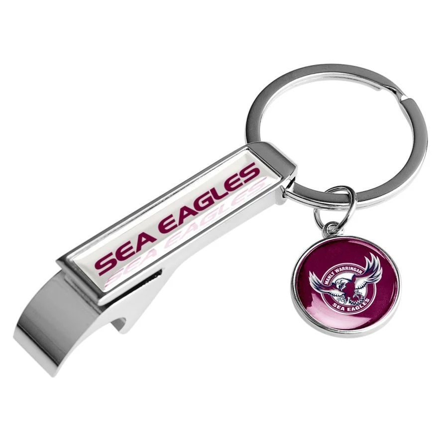 NRL Bottle Opener Key Ring  Manly Sea Eagles  Metal Keyring