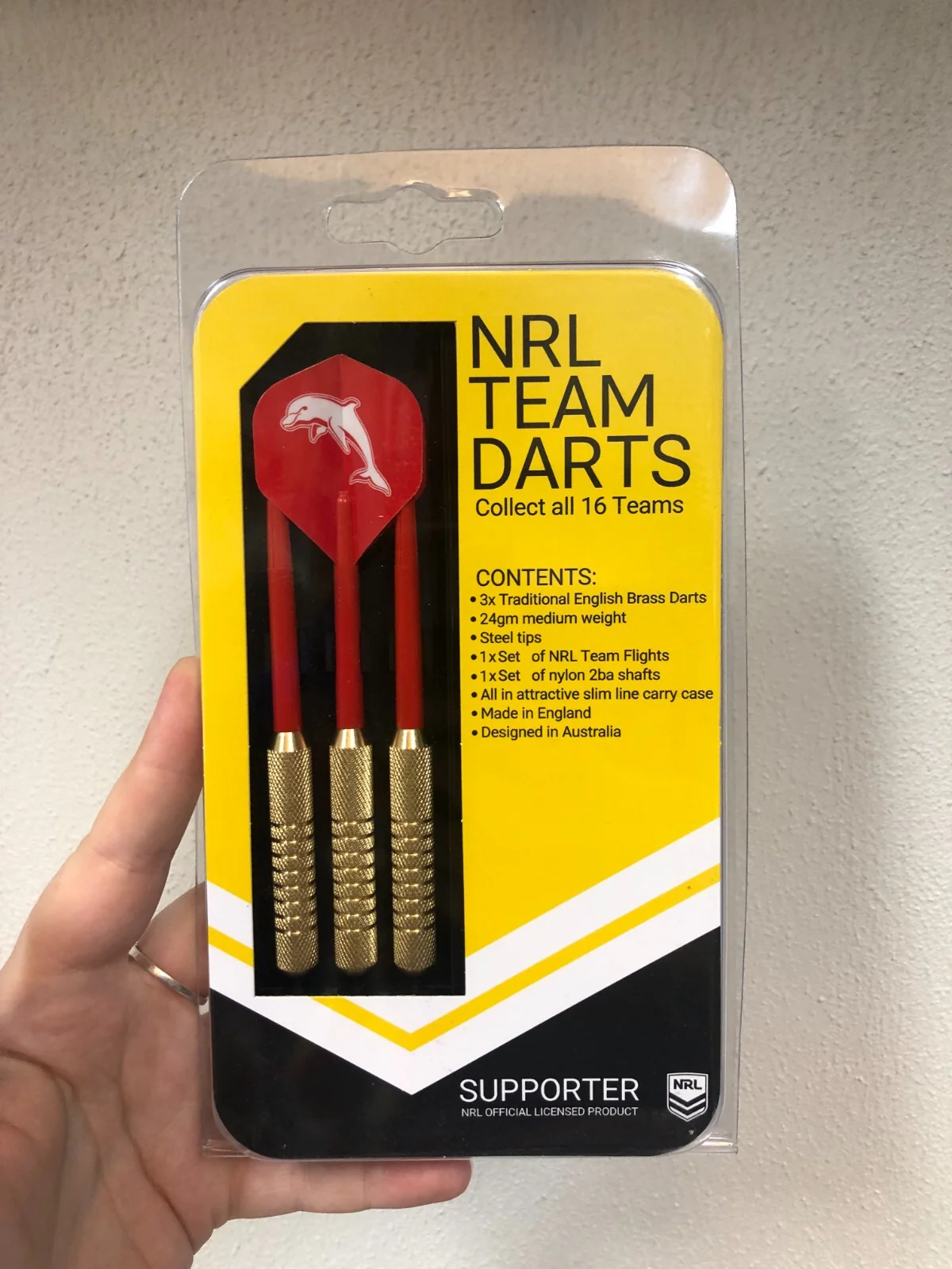 NRL Brass Dart Set - Dolphins - Set of 3 - 24 Grams - Darts