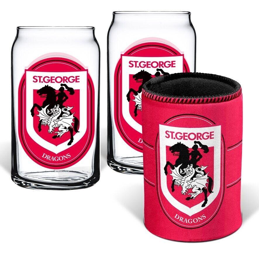 NRL Can Glass Set - St George Illawarra Dragons - Set of 2 Glass & Cooler - Image 2
