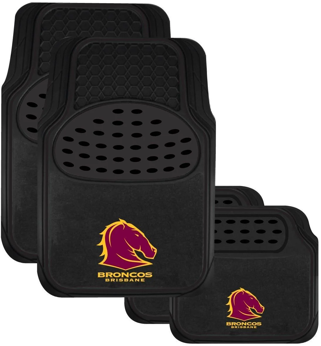 NRL Car Floor Mats - Brisbane Broncos - Set Of 4 - Universal Size Fit