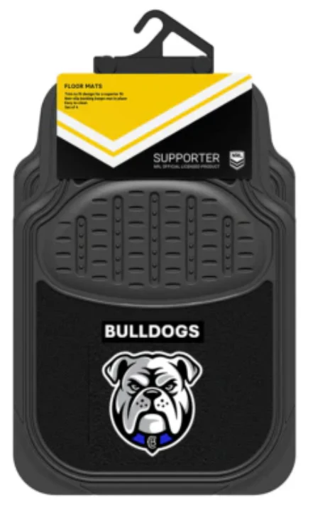 NRL Car Floor Mats - Canterbury Bulldogs - Set Of 4 - Universal Size Fit