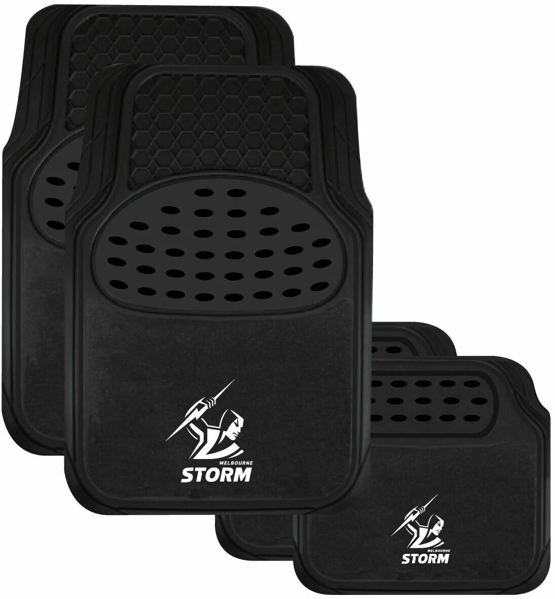 NRL Car Floor Mats - Melbourne Storm - Set Of 4 - Universal Size Fit -
